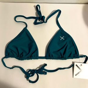 Boutine LA MANHATTAN Teal  FITTED Bikini/ Bathing Suit Top Medium NWOT